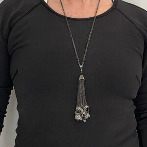 White House Black Market crystal-beaded necklace and earrings.